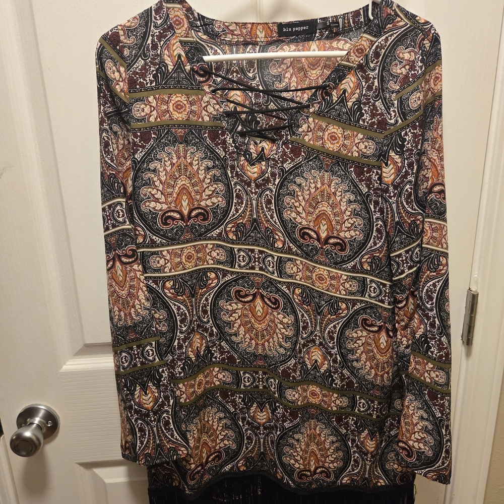 Blu Pepper Multicolor Lace-Up Top